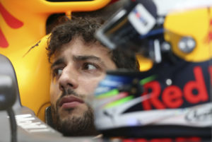 Red Bull driver Daniel Ricciardo of Australia waits in his car during the second practice session for the Australian Grand Prix in Melbourne, Australia, Friday, March 24, 2017. (AP Photo/Rick Rycroft)