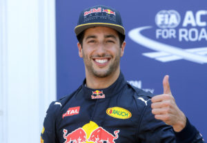 Red Bull driver Daniel Ricciardo of Australia, reacts after winning the qualification, at the Monaco racetrack, in Monaco, Saturday, May 28 2016. The Formula one race will be held on Sunday. (AP Photo/Claude Paris)
