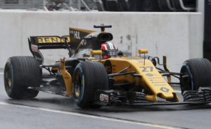 Renault driver Nico Hulkenberg of Germany steers his car during the second practice session for the Japanese Formula One Grand Prix at Suzuka, Japan, Friday, Oct. 6, 2017. (AP Photo/Eugene Hoshiko)
