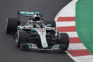 Mercedes' British driver Lewis Hamilton drives at the Circuit de Catalunya on February 26, 2018 in Montmelo on the outskirts of Barcelona during the first day of the first week of tests for the Formula One Grand Prix season. / AFP PHOTO / JOSE JORDAN