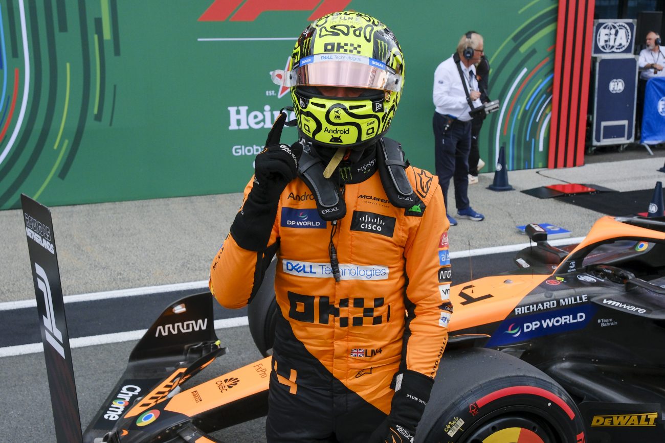 Lando Norris, McLaren, har pole position i F1 på Zandvoort 2024