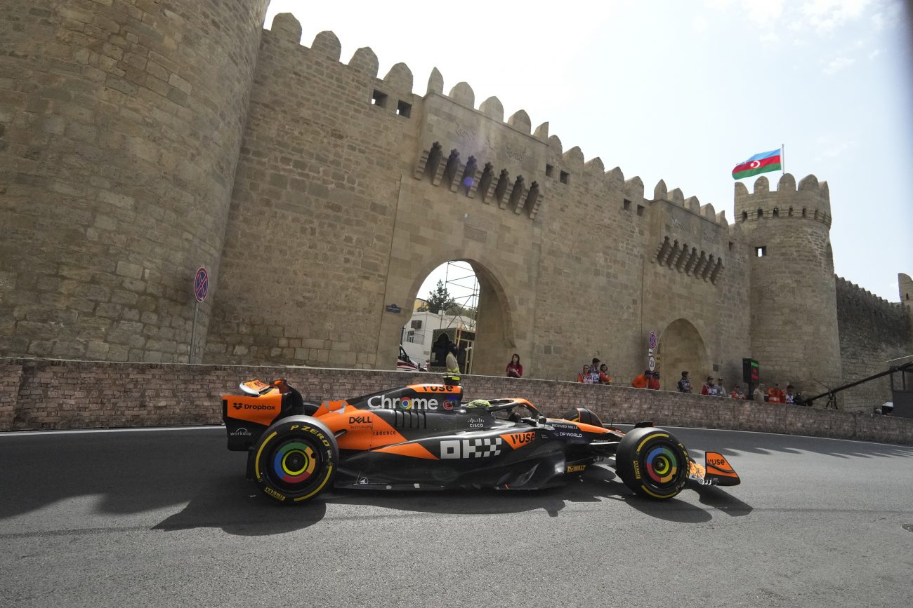 Lando Norris, McLaren, misslyckades i kvalet till F1 i Baku.