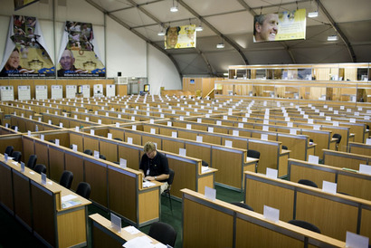 Mitt hörn av det jättelika mediacentret.             Foto: CHRISTER HÖGLUND.