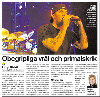 Aftonbladet den 10 mars 2004. Varför jag inte reccade denna konsert minns jag inte.