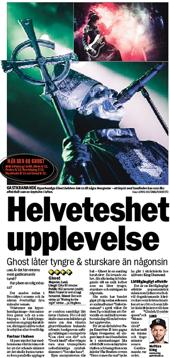 Recensionen av Ghosts Lundagig gick att ta del av i tisdagstidningen. I läsbar form hittar du den här.