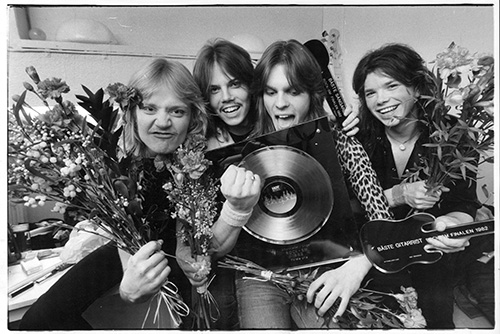 Europe efter vinsten i Rock-SM i december 1982. Foto: Per Björn/Aftonbladets bildarkiv