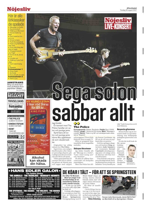 Nöjesbladet den 30 augusti 2007.