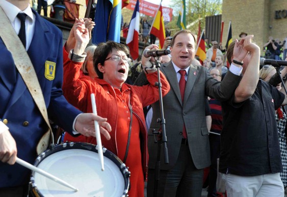 Löfven under förra årets första maj-firande i Göteborg. Foto: ROGER LUNDSTEN