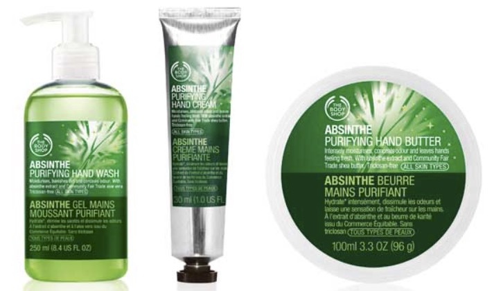 2013 släppte The Bodyshop sin absint-serie med fokus på händernas välbefinnande där absinten fungerar som antiseptisk ingrediens