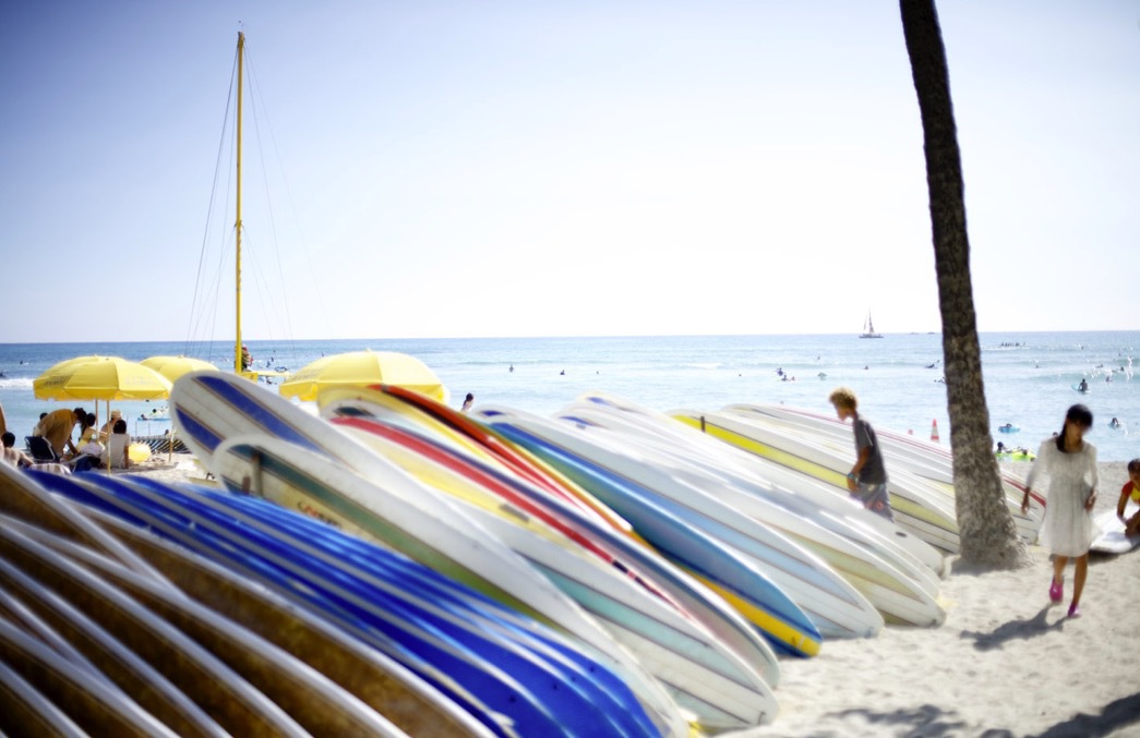 Waikiki beach på Oahu är en av de mest utsatta stränderna för solskyddspollution. Foto: Agneta Elmegård