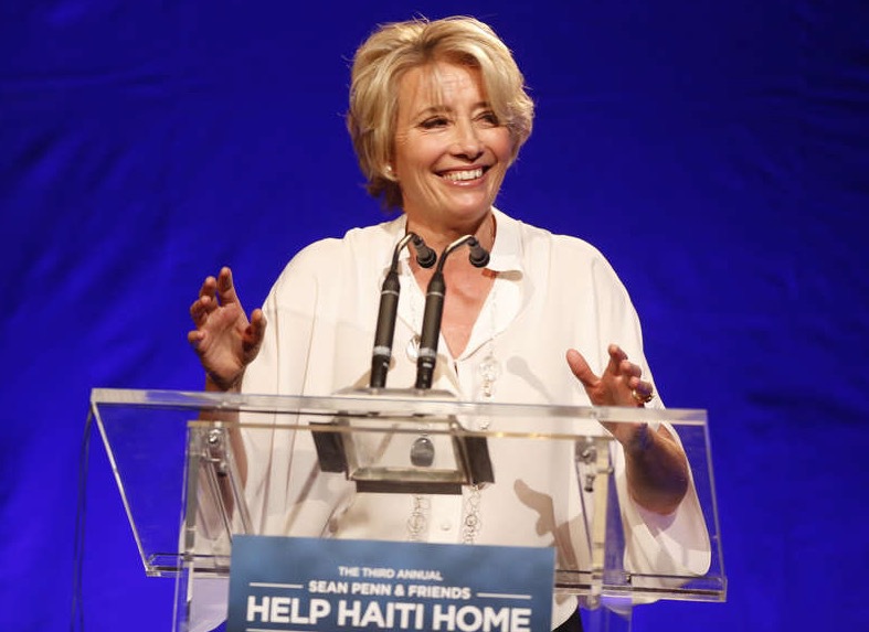 Emma Thompson har tagit ställning förut. Här talar hon för offren i den svåra jordbävningen i Haiti 2010. Foto: AP