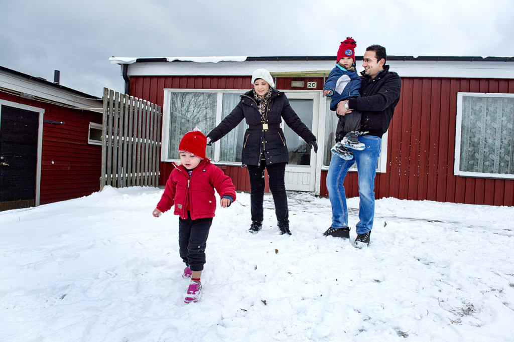 Familjen Alkurdi har varit i Sverige i två månader. Foto: Lars Allard.