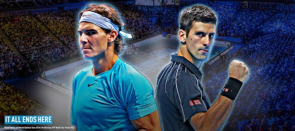 Världsettan Rafael Nadal och världstvåan Novak Djokovic gör upp om World Tour Finals-titeln i kväll. FOTO: BILDBYRÅN